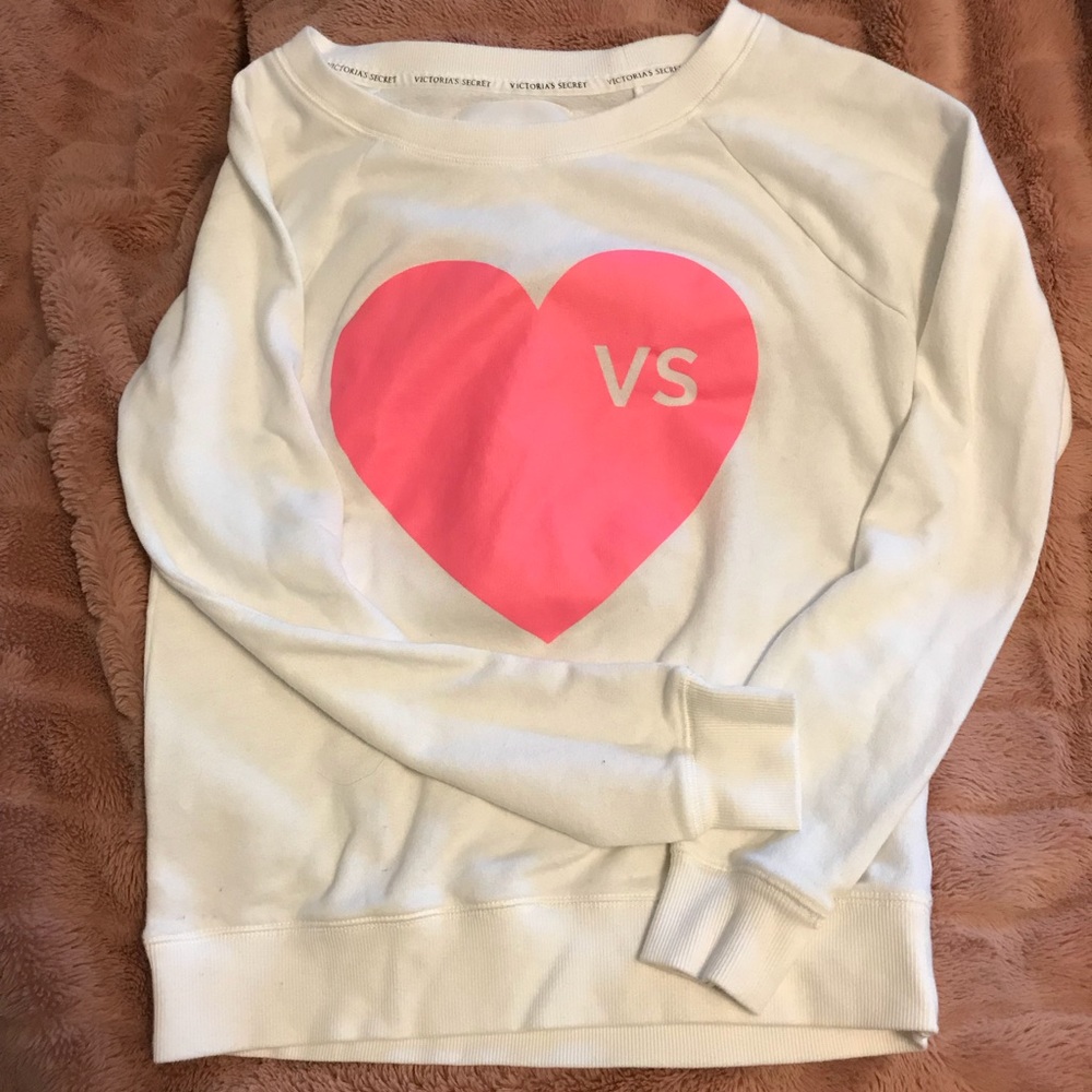 VS White Sweatshirt with Pink ❤️VS logo